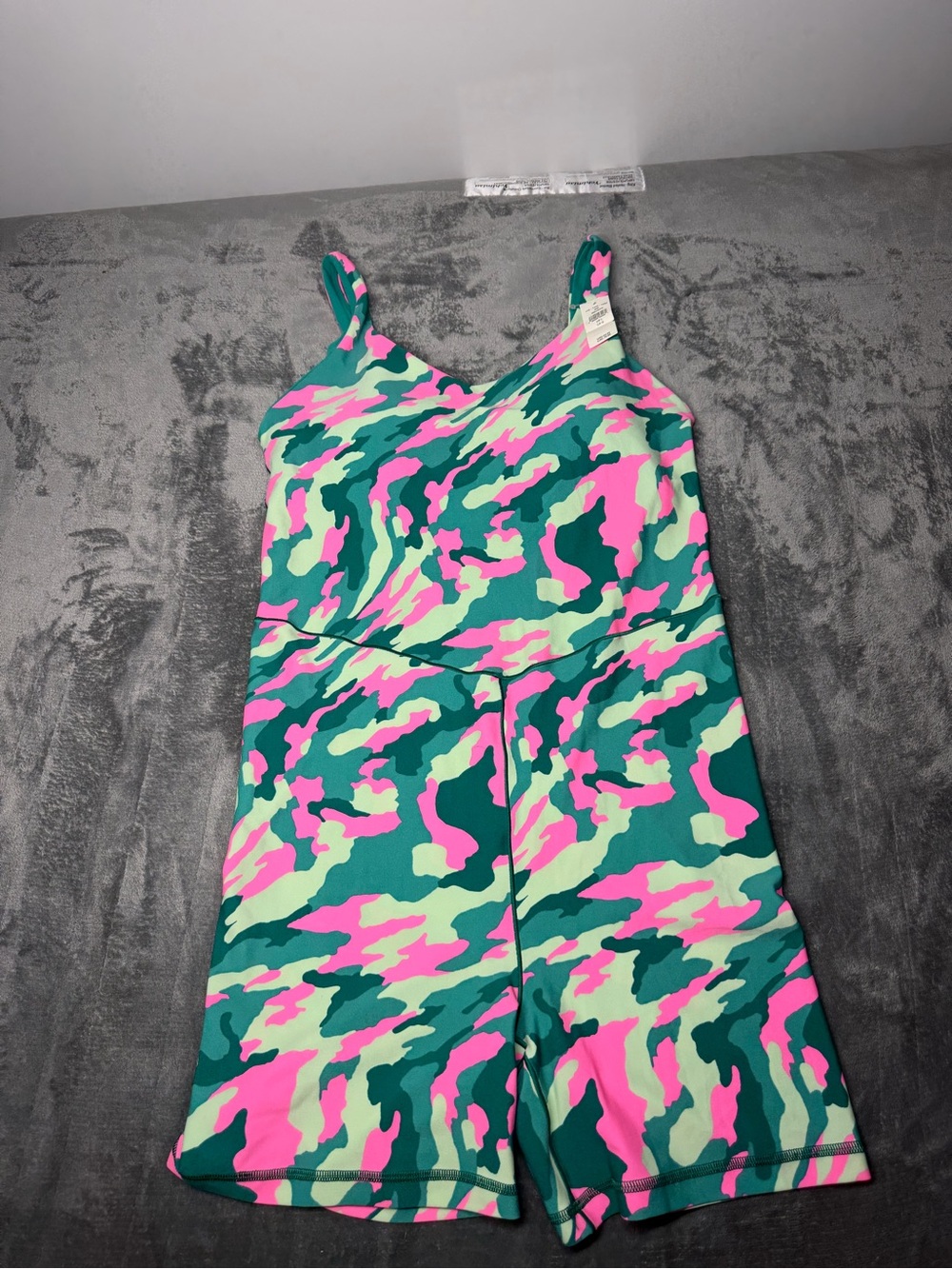Aerie Offline Neon Camo shorts Romper - Pink, Teal & Mint